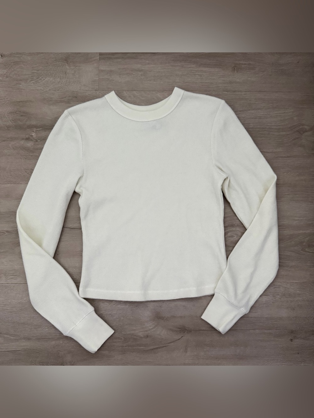 Skims off white waffle ribbed long sleeve shirt